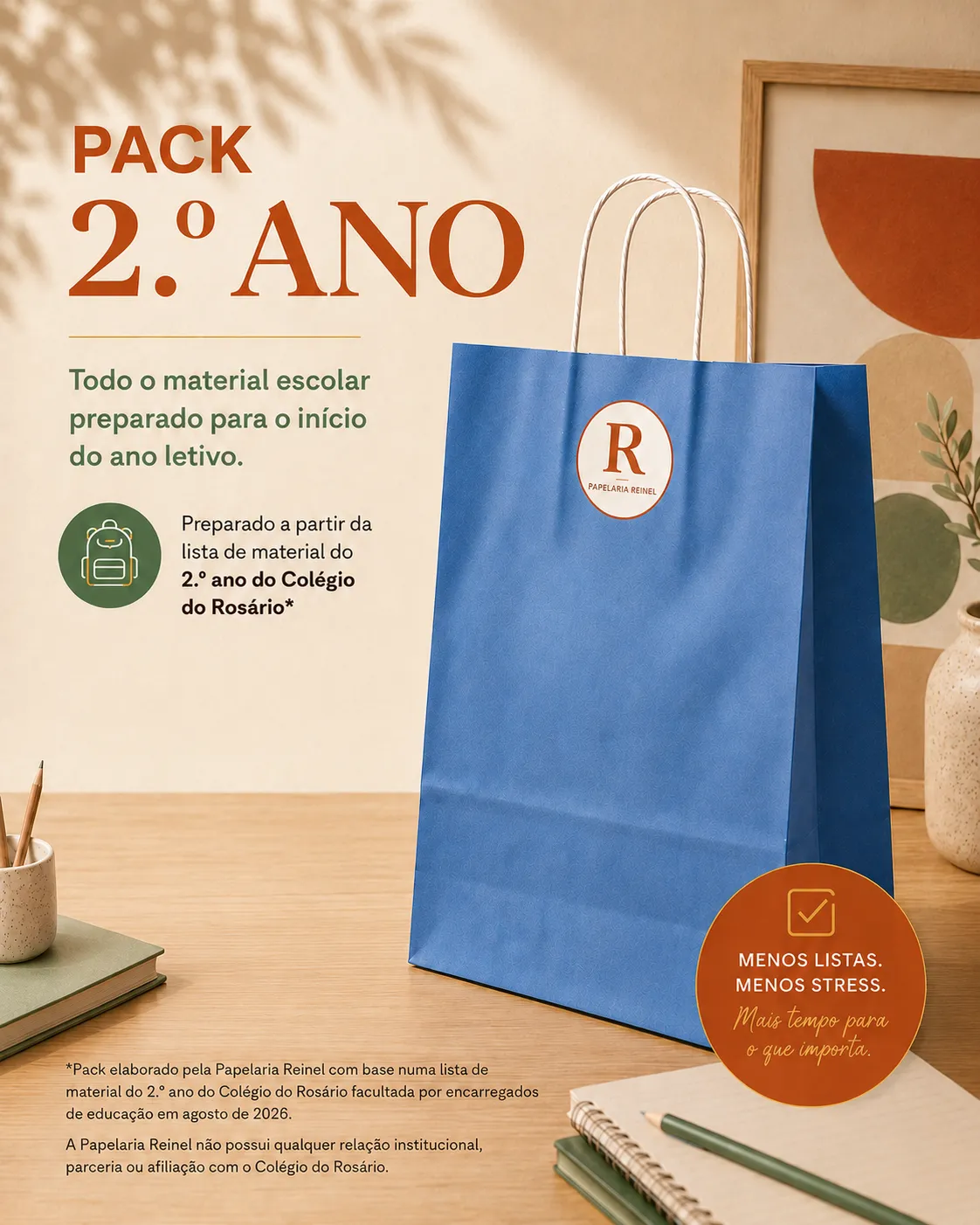 Embalagem do Pack 2.º Ano da Papelaria Reinel