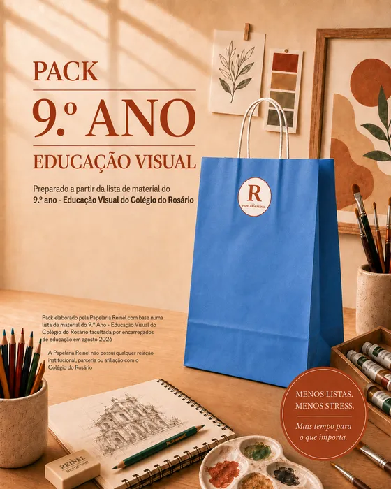 Embalagem do Pack 9.º Ano — Educação Visual da Papelaria Reinel